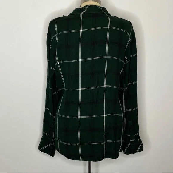 Sanctuary Green Plaid Boyfriend Shirt - Picture 3 of 11